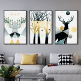 Северная гостиная декоративная живопись современная минималистская лось тройная живопись Легкая роскошная висящая живопись диван фоновая картина стены абстрактная роспись
