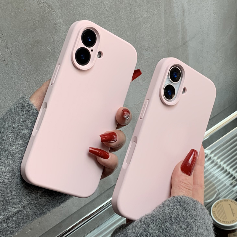 Gray-Pink Apple 17 Liquid Silicone Phone Case, Integrated Ai Camera Photo Button, Full Coverage 13 Protective Case, 14 Pro Max Thickened, 12 Lens High Protection, 15 Plus Soft, Suitable for 16