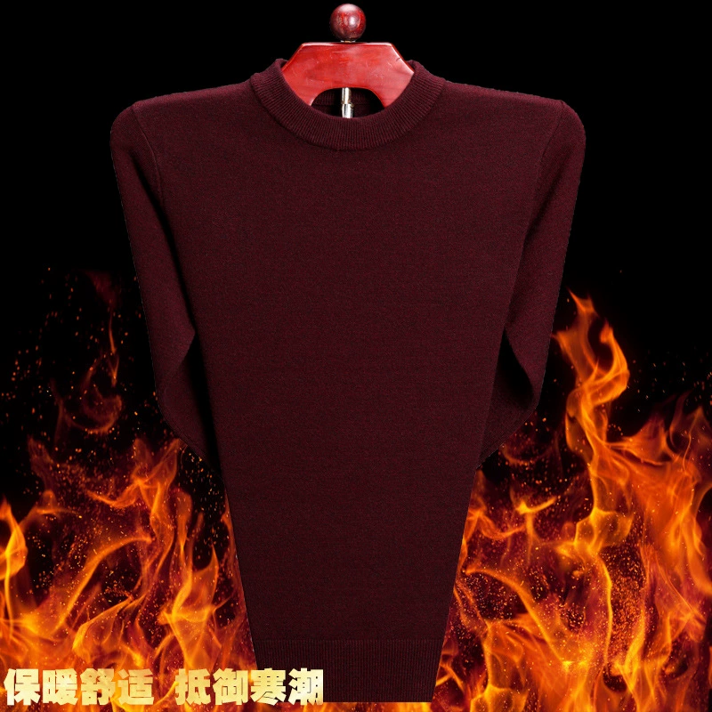 2017 Woodpecker mùa đông nam rắn màu tròn cổ áo thun nam len len cashmere áo len cha - Áo len Cashmere