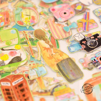 City scenic spot Fuji Bobcat Planet Food hand account material Japanese girl Heart Children character decoration stickers