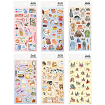 Gourmet Castle cat and dog cake girl heart sticker hand account retro style material little cute children decoration stickers