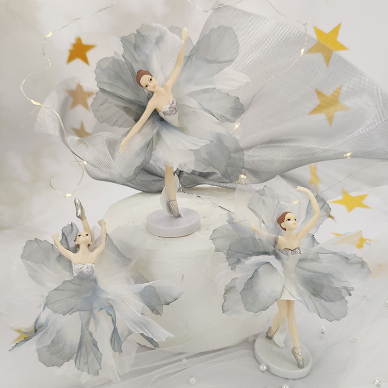Dance cake decoration ins ballet dancing girl gauze skirt art cloth large flower decoration accessories girl birthday party
