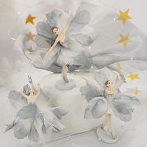 Dance cake decoration ins ballet dancing girl gauze skirt art cloth big flower decoration accessories Girl birthday party