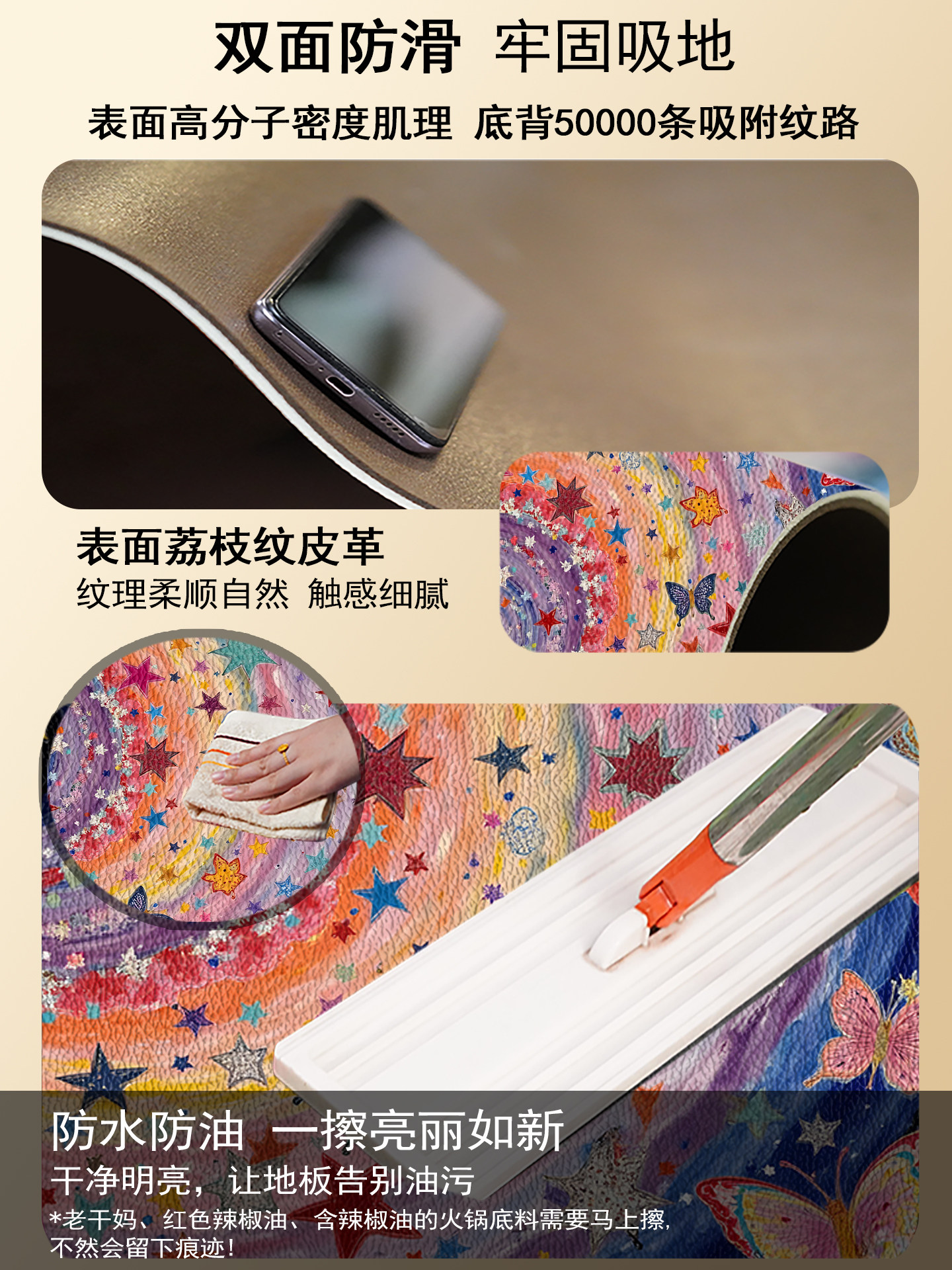 Entrance Door Floor Mat, Door Entry Mat, No-Wash Pvc Leather Household Door Mat, Scrubbable Non-Slip Mat Carpet