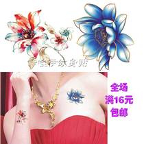 Lotus tattoo stickers literary small fresh flowers waterproof female long-lasting sternum clavicle arm small pattern lotus tattoo stickers