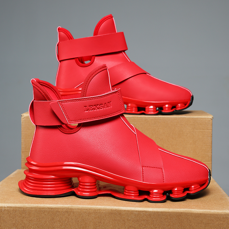 2025 New Autumn and Winter Men's Shoes Trendy Versatile High-Top Shoes Men's Casual Sports Shoes Red Shoes for the Year of Birth