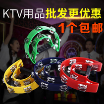  KTV bar special wooden handle sand hammer percussion instrument Sand ball rattle ring Drum ring Double row handbell handbell