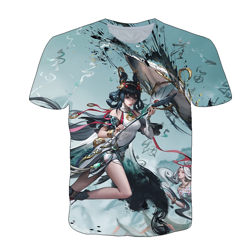 2025 Honor of Kings New Style Gong Sun Li Short-Sleeve T-Shirt for Men and Women, Suitable for Middle School Students and Teenagers, Spring and Summer Cosplay T-Shirt