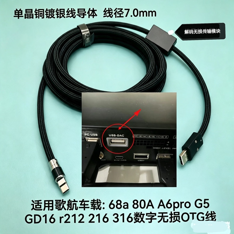 Suitable for Gea Player Dsp Car System Dedicated Mobile Phone Otg Connection Cable with Decoding and Lossless Transmission Module