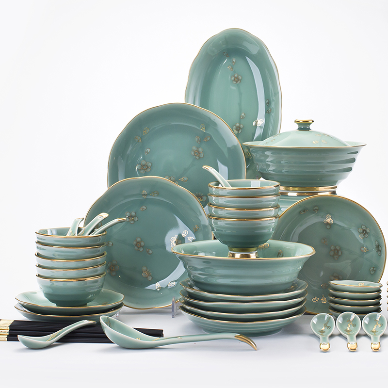 Longquan celadon dishes bulk, DIY 】 【 north European style up phnom penh high - grade hand - made use of jingdezhen ceramics tableware