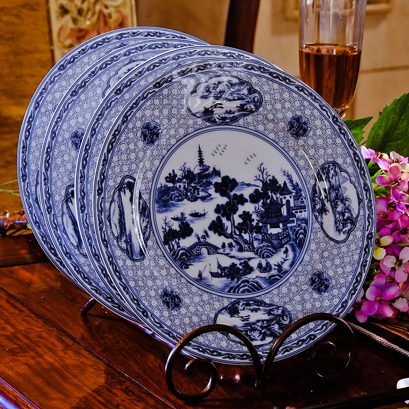 Red xin 56 ipads China head of archaize of jingdezhen blue and white porcelain tableware suit yellow bowl dish dish sets