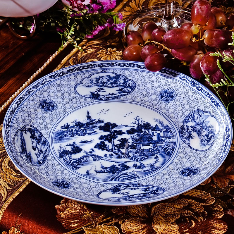 Red xin 56 ipads China head of archaize of jingdezhen blue and white porcelain tableware suit yellow bowl dish dish sets