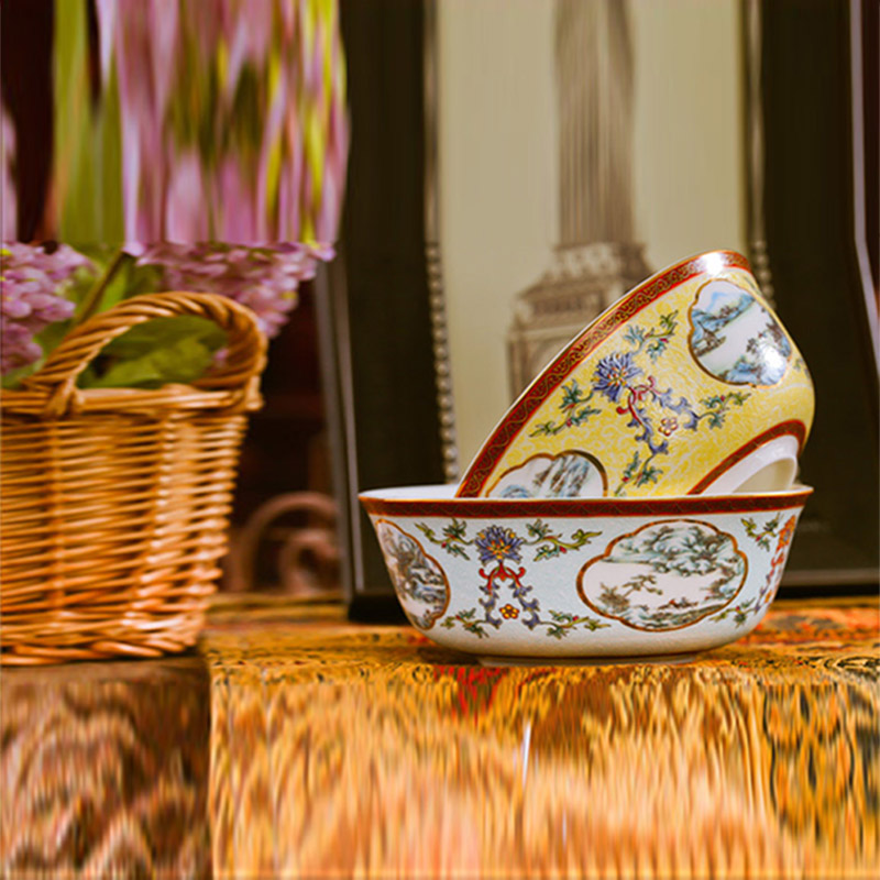 Red xin jingdezhen ipads porcelain tableware rainbow such use archaize color enamel pastel rainbow such as bowl 6 inches