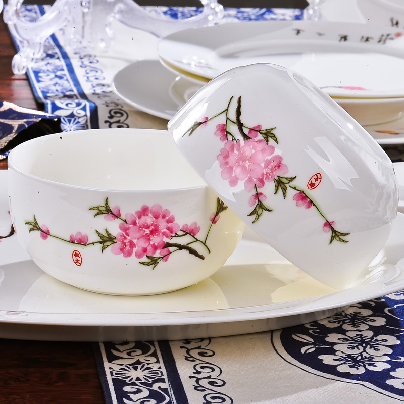 Red xin 56 head of jingdezhen ceramic tableware suit bowl dish dish bowl of Korean Chinese porcelain tableware ceramics tableware