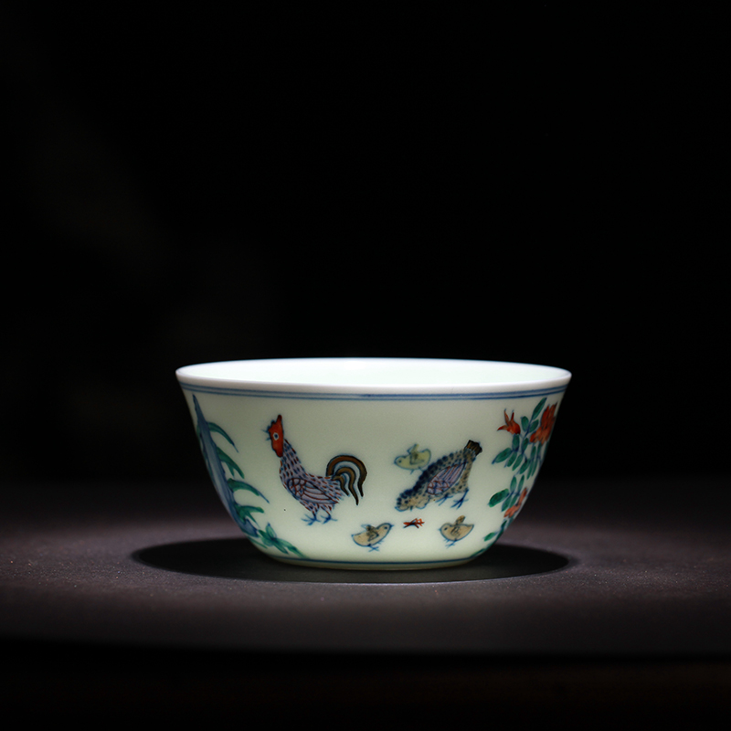 In color bucket maintain ancient ash glaze cup chicken cylinder jingdezhen archaize thin foetus sample tea cup set limit to of rooster cup by hand