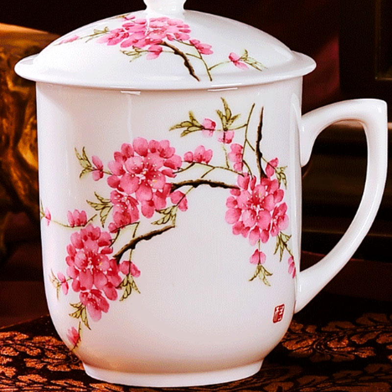 Red xin jingdezhen gift cups with cover ceramic big office suit to the CPU