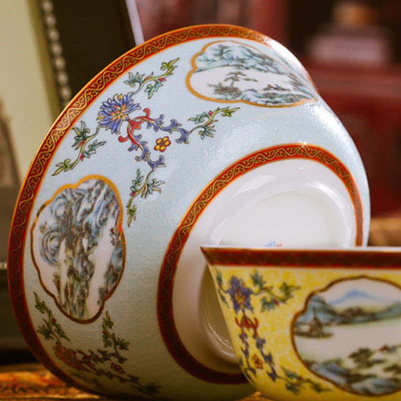 Red xin jingdezhen ipads porcelain tableware rainbow such use archaize color enamel pastel rainbow such as bowl 6 inches