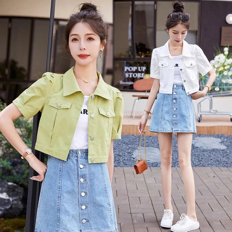 Short-Sleeved Jacket for Women, Thin Summer Style, New Korean Style, Loose-Fitting Short Top with a Stylish Design, Worn with a Work Shirt Short-Sleeved Jacket for Women, Thin Summer Style, New Korean Style, Loose-Fitting Short Top with a Stylish Design, Worn with a Work Shirt