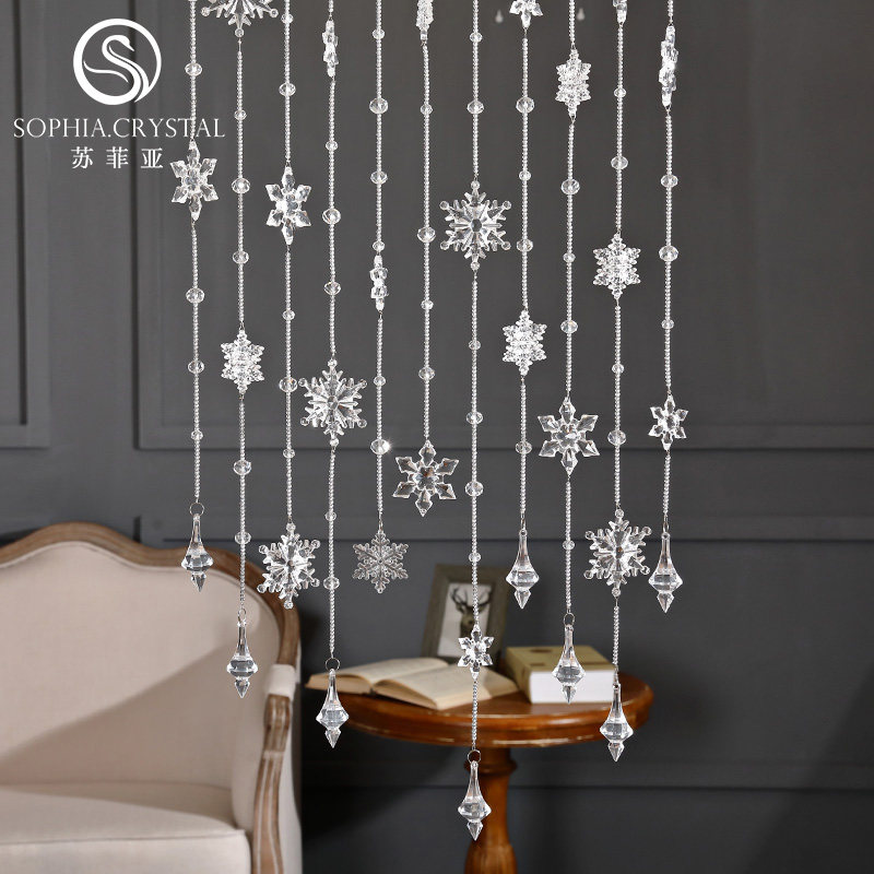 Sophia Snow Wedding Celebration Crystal Bedroom Divided Window - Closed Fengshui Decoration Door Curtain