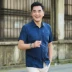 Dad mùa hè phần mỏng của người đàn ông trung niên ngắn tay áo lụa tơ tằm áo mùa hè tuổi 40 năm 50 mới Bộ đồ
