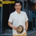 Dad mùa hè phần mỏng của người đàn ông trung niên ngắn tay áo lụa tơ tằm áo mùa hè tuổi 40 năm 50 mới Bộ đồ