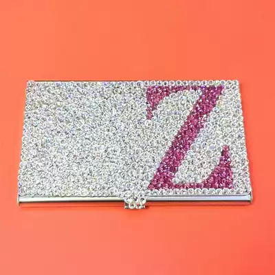Korean guests custom 26 letter high-grade diamond-studded handmade diamond-studded business card case rhinestone business card holder
