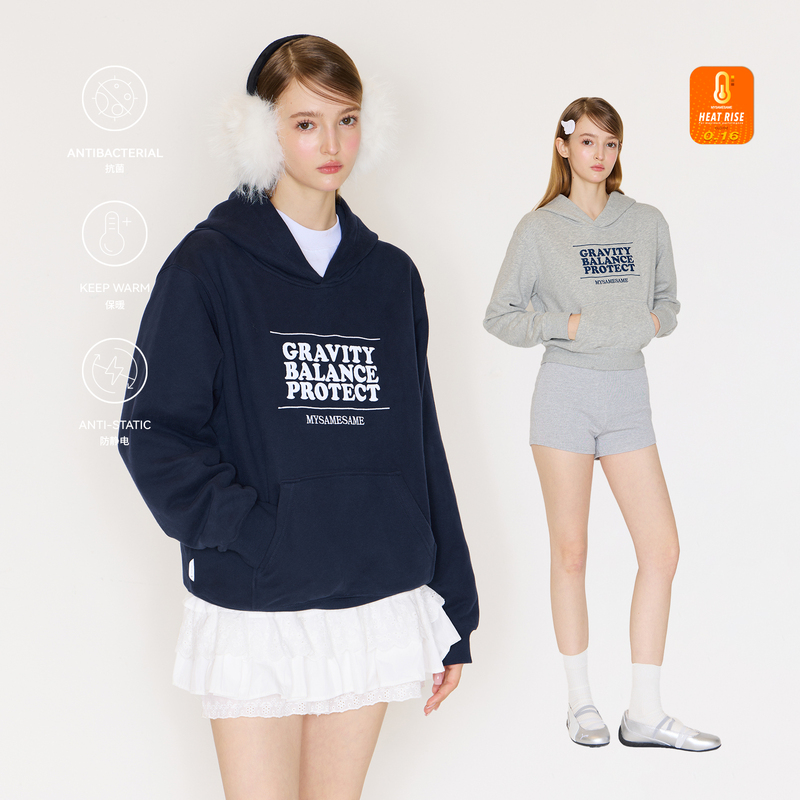 Mysamesame High-Density Embroidered Letter Logo Hooded Sweatshirt for Men and Women, Fleece-Lined, 2026 Autumn and Winter, Lazy Retro Trend