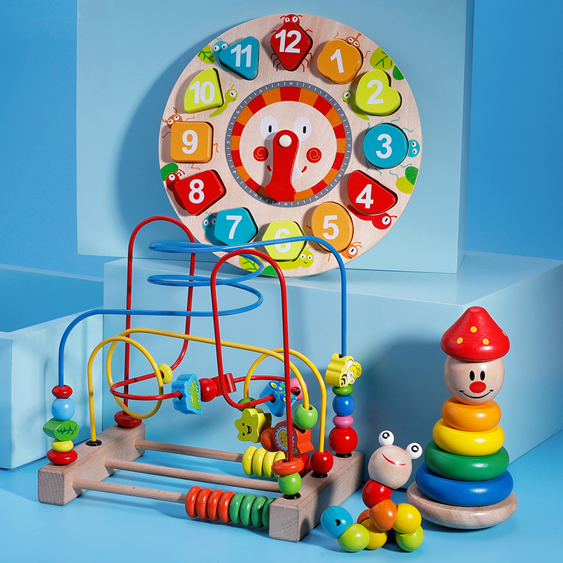 Baby string around the bead toy caterpillar boy 0-1 a 2-3-year-old female baby early education puzzle force building block toy