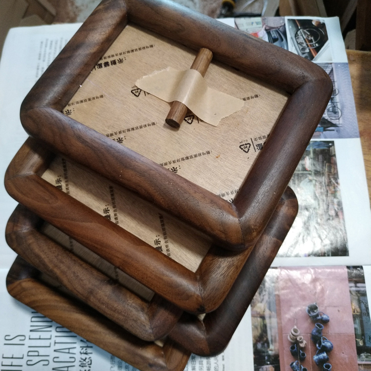 Black Walnut Solid Wood Mortise and Tenon Chinese-Style Picture Frame, Traditional Chinese Painting Frame with Rounded Corners (1) Black Walnut Solid Wood Mortise and Tenon Chinese-Style Picture Frame, Traditional Chinese Painting Frame with Rounded Corners (1)