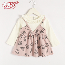 Spring new childrens clothing girl blouses children long sleeves dress shirt female baby fake two baby boy spring dress