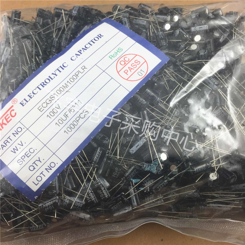 JAKEC brand new aluminum electrolytic capacitor 100V 10UF volume 6 * 11mm (RMB50  RMB50  of 1000 only)