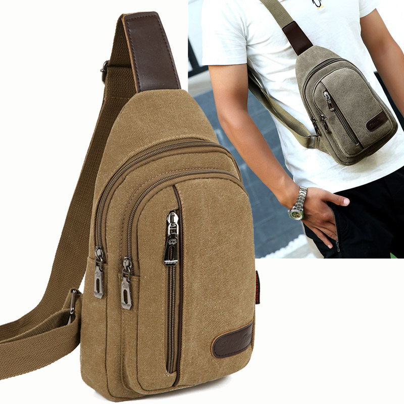 2022 New Pocket Canvas Men's Chest Bag Men's Bag Fashion Scapegoat Bag single shoulder bag Multi-functional Movement Inclined Shoulder Bag