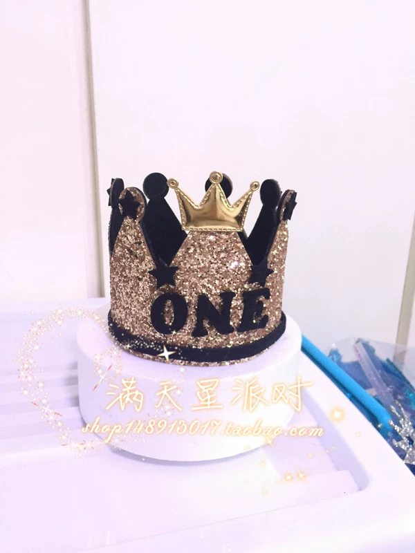 Hot trẻ em mới 1 tuần tiệc sinh nhật dẫn đầu vương miện vàng trang trí mũ chính mũ tùy chỉnh - Phụ kiện tóc cột tóc cho bé gái