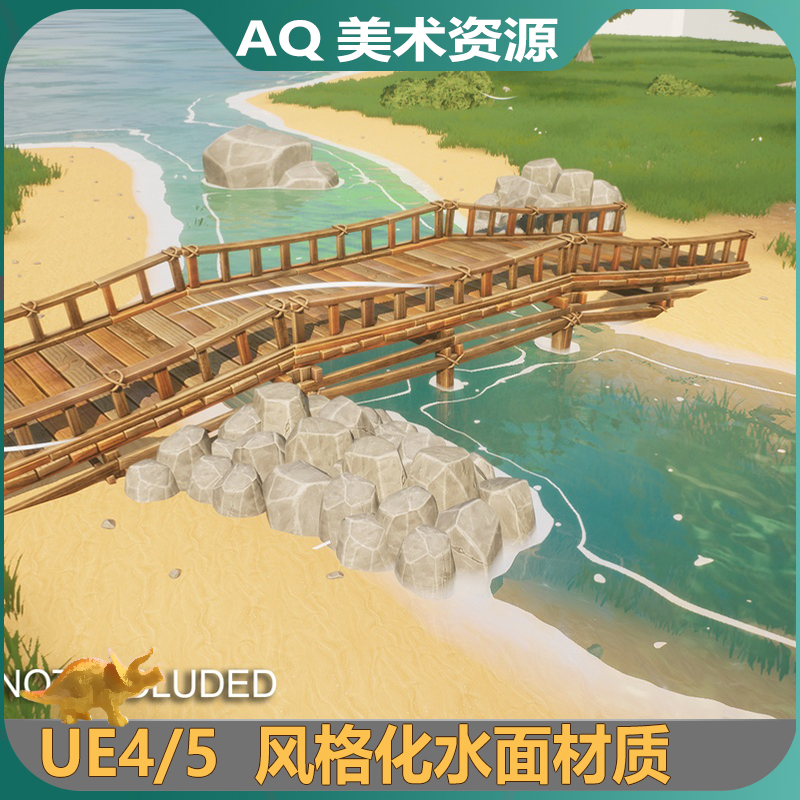 Ue4 Unreal Ue5 Stylized Cartoon Water Material, Water Surface River Lake Flowing Water Effect Material