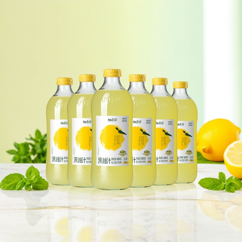 Yuzu Juice Drink with Double Grapefruit Flavor, Large Bottle, Scented Grapefruit Juice Beverage, Song Grapefruit Juice, 1L*6 Bottles, Yuzu Whole Box
