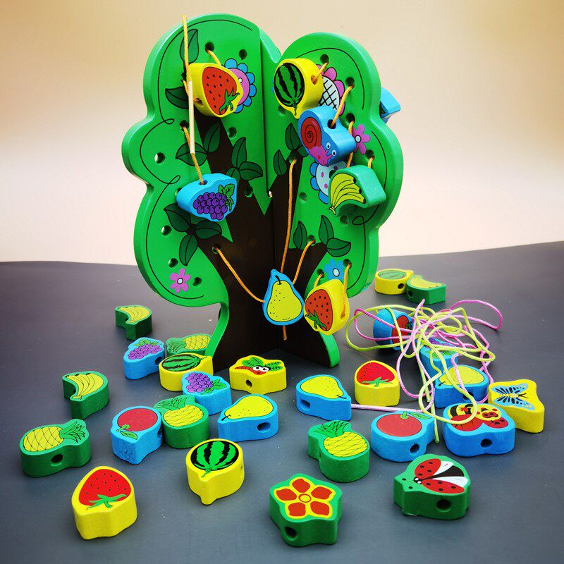 Children's wisdom string of jewel tree wore 3 - 5 year old baby wearing rope string beads early teaching tools intelligent puzzle toys