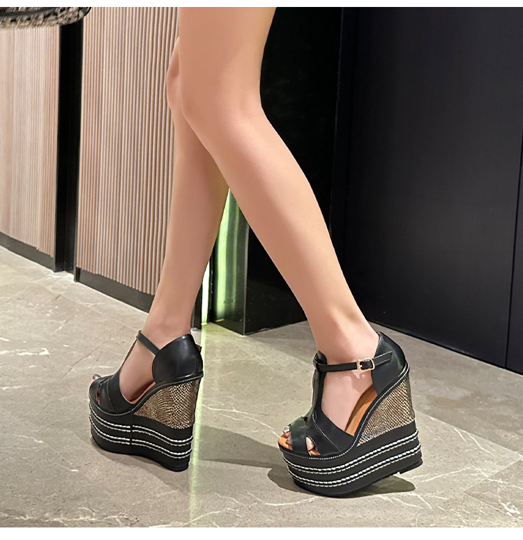 Dép sandal đế xuồng siêu cao gót nữ mũi hở phong cách dân tộc, gót 14-16 cm — Mơ 14cm, Mơ 16cm, Trắng 14cm, Trắng 16cm chi tiết 20