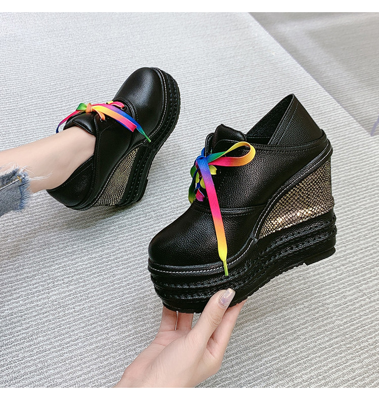 Giày cao gót nữ đế xuồng platform siêu cao 15 cm, dây buộc, kiểu xỏ chân đa năng — Trắng 12CM, Trắng 15CM, Đen 12CM, Đen 15CM chi tiết 11