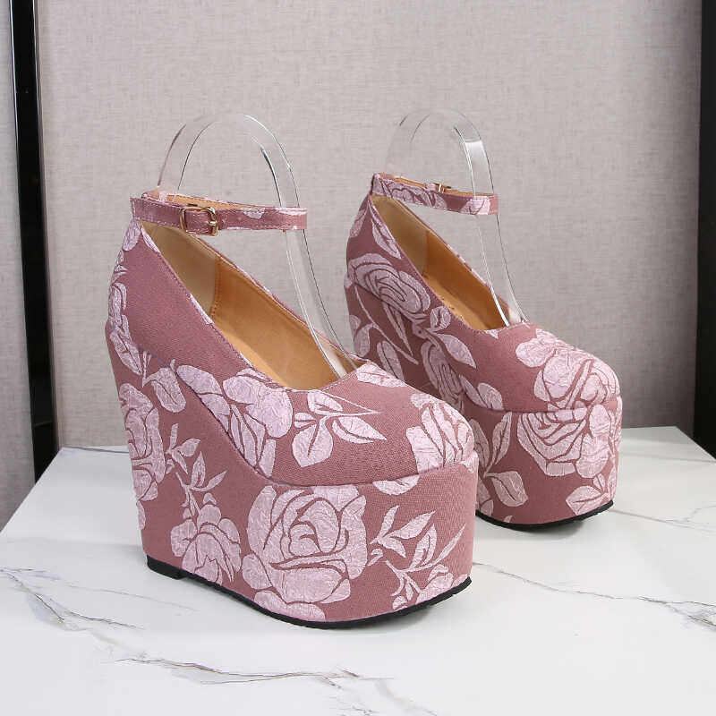 Giày cao gót nữ đế xuồng platform phong cách Pháp, gót ẩn tôn dáng — Màu đỏ tím 15cm, Mơ 10cm, Mơ 15cm, Đỏ tím 10cm chi tiết 5