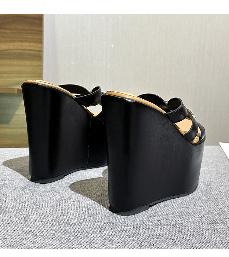 Dép xỏ ngón nữ đế xuồng EVA siêu nhẹ, tăng chiều cao, chống trơn trượt — Các mặt hàng 12cm được làm theo yêu cầu sẽ không được trả lại và không thể trao đổi. Vui lòng ghi rõ màu sắc trong ghi chú đơn hàng., Trắng 15cm, Đen 15cm chi tiết 35