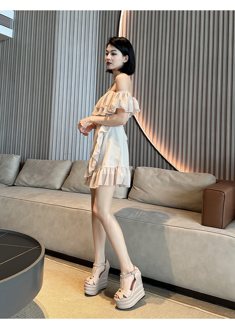 Dép sandal đế xuồng siêu cao gót nữ mũi hở phong cách dân tộc, gót 14-16 cm — Mơ 14cm, Mơ 16cm, Trắng 14cm, Trắng 16cm chi tiết 7