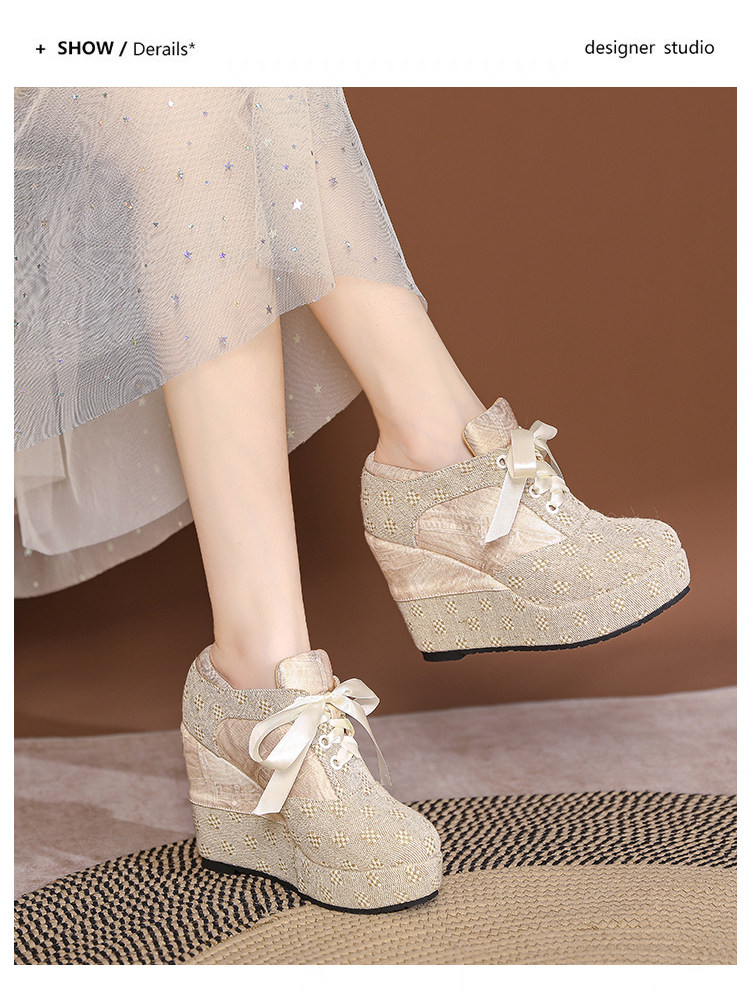 Giày cao gót nữ đế xuồng platform buộc dây, gót 15 cm — Mơ 10cm, Mơ 15cm chi tiết 29