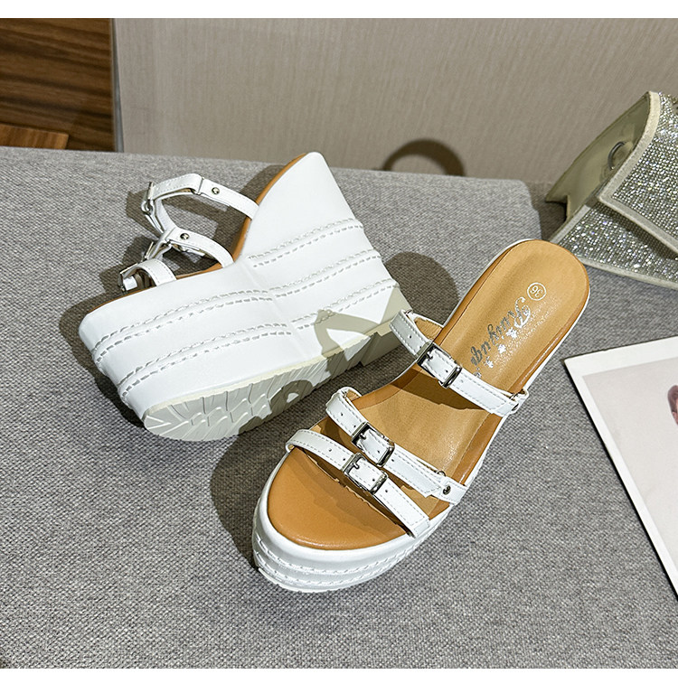 Dép sandal nữ quai chữ V đế xuồng EVA dày, tăng chiều cao, đi ngoài trời mùa hè — Các mặt hàng 10cm được làm theo yêu cầu sẽ không được trả lại và không thể trao đổi. Vui lòng ghi rõ màu sắc trong ghi chú đơn hàng., Các mặt hàng 12cm được sản xuất theo yêu cầu không được trả lại và không được trao đổi., Trắng, đen chi tiết 27