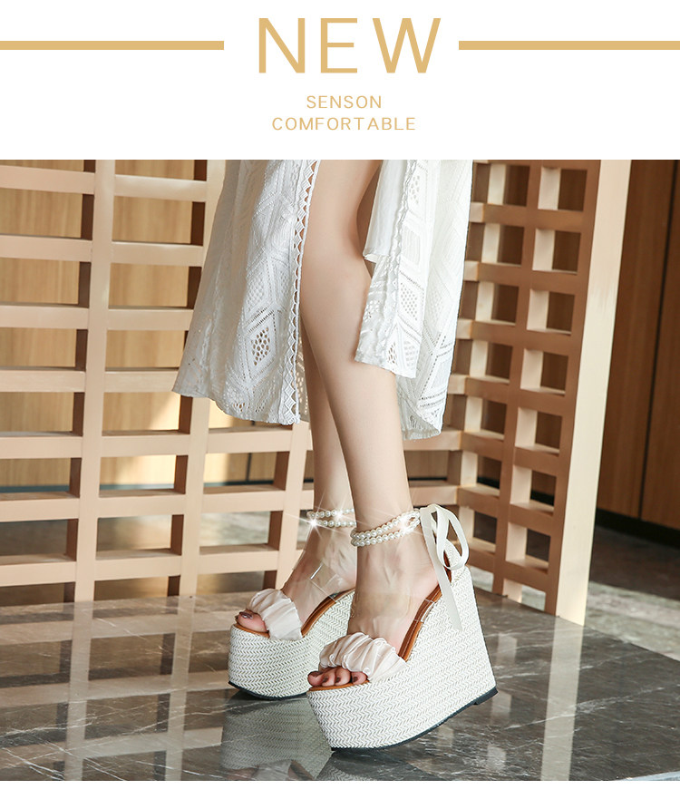 Sandal cao gót nữ hở mũi đế xuồng ren một quai gót 12 cm — Trắng nhạt 10CM, Trắng nhạt 12CM, Trắng nhạt 15CM chi tiết 4