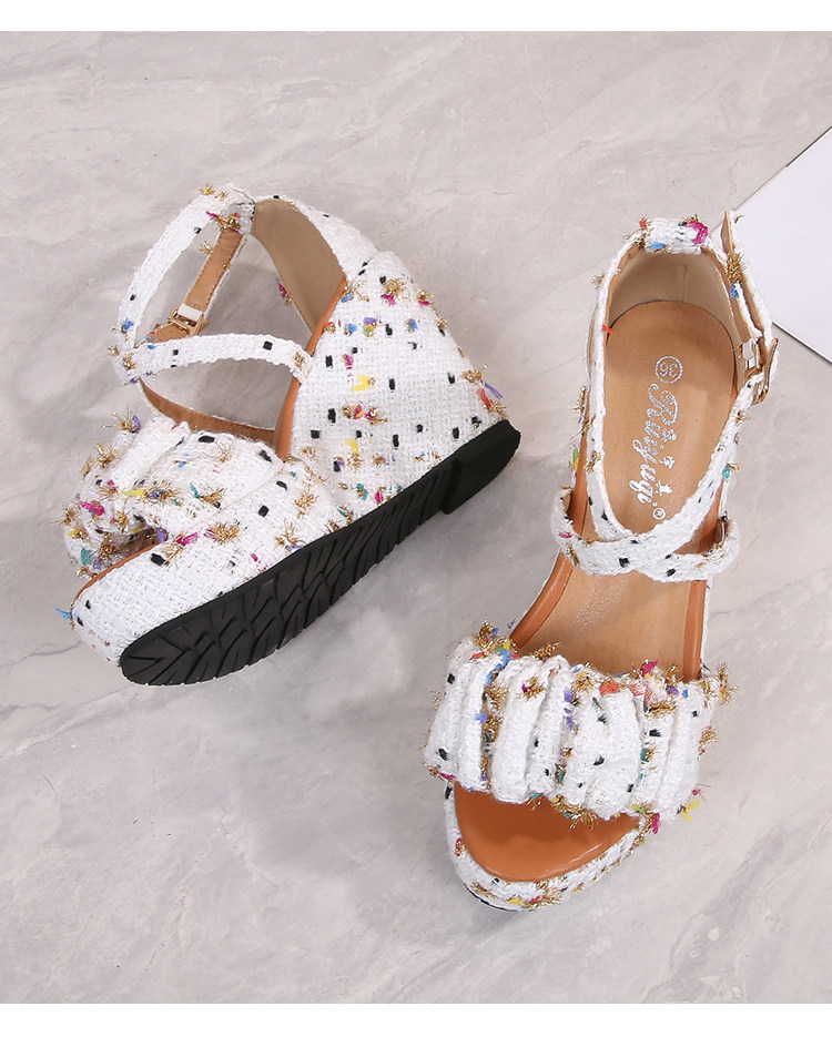 Dép sandal đế xuồng cao gót nữ quai chéo, gót 15 cm, hở mũi, phong cách thời trang — Trắng 10CM, Trắng 12CN, Trắng 15CM chi tiết 34