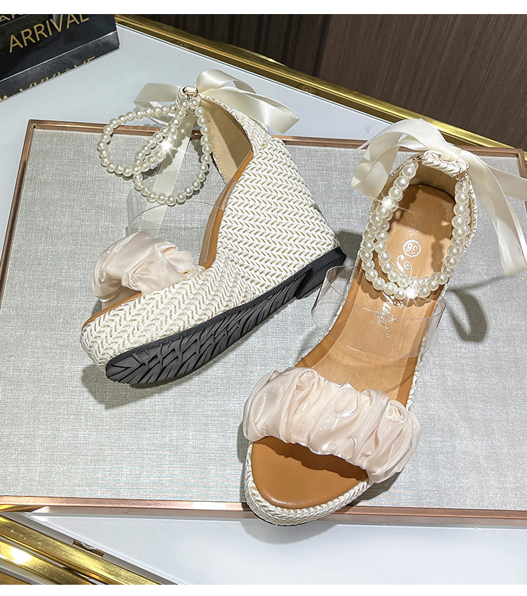 Sandal cao gót nữ hở mũi đế xuồng ren một quai gót 12 cm — Trắng nhạt 10CM, Trắng nhạt 12CM, Trắng nhạt 15CM chi tiết 22