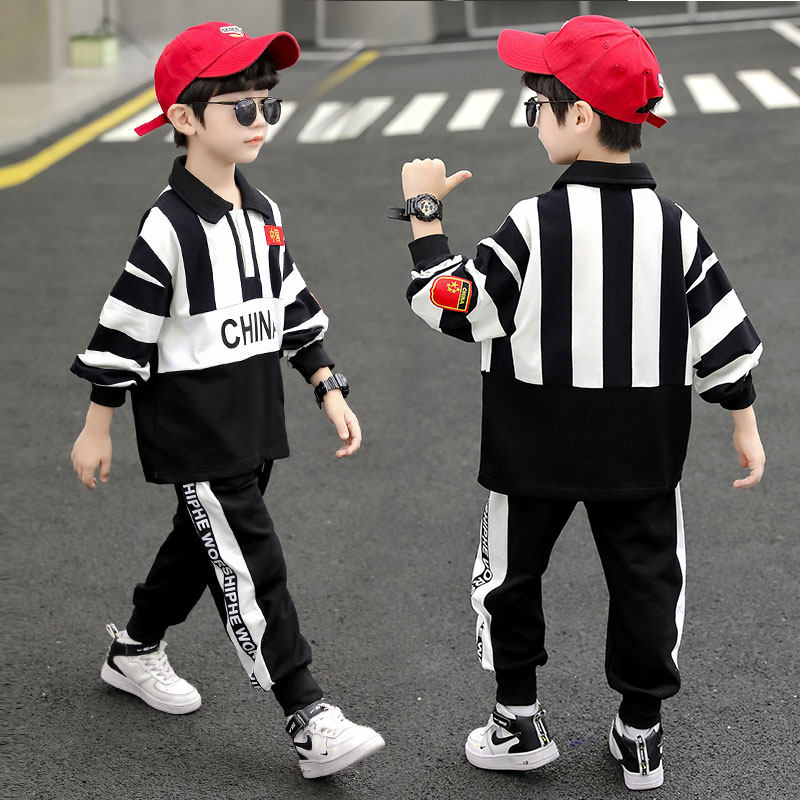 Child Suit Fall 2022 New Children's Clothes Boy Handsome Air Tide CUHK Kids Spring Clothing Han Edition Sports Two Suits
