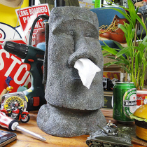 Moai Easter Island stone portrait tissue box ornament Nostrils out of paper Funny creative storage paper box Facial tissue paper