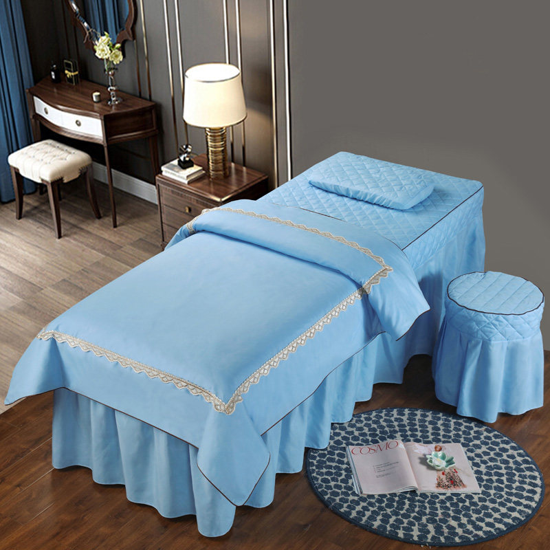 Beauty bed cover four-piece set of high-grade simple solid color beauty salon Massage bed cover single-piece physiotherapy shampoo bed cover