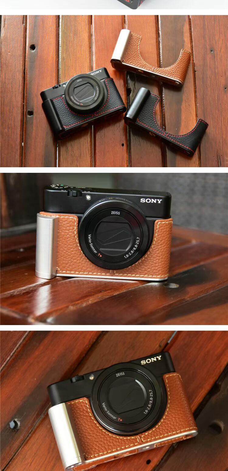 Ốp lưng Sony Black Card Camera Case DSC RX100 M6 M7 RX100 M5 Bộ nửa tay cầm Túi da M4 M3 M2 Túi đặc biệt - Phụ kiện máy ảnh kỹ thuật số balo đựng máy ảnh và laptop